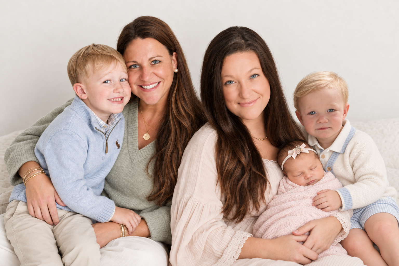 Tiffany pictured with her daughter, son, and two grandchildren